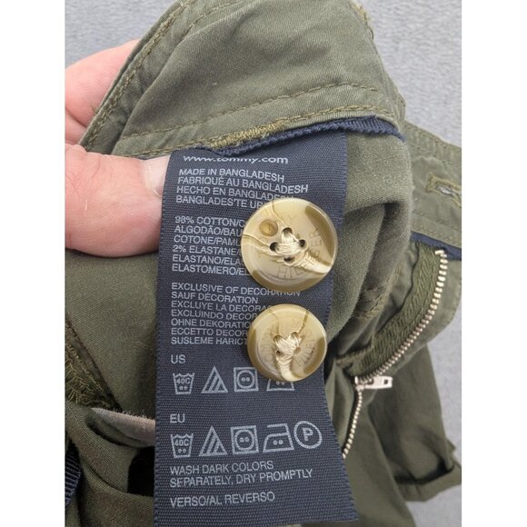 Tommy Hilfiger Pants Womens 2 Green Chino Ankle Crop Roll Tab Cotton Stretch - Picture 14 of 14